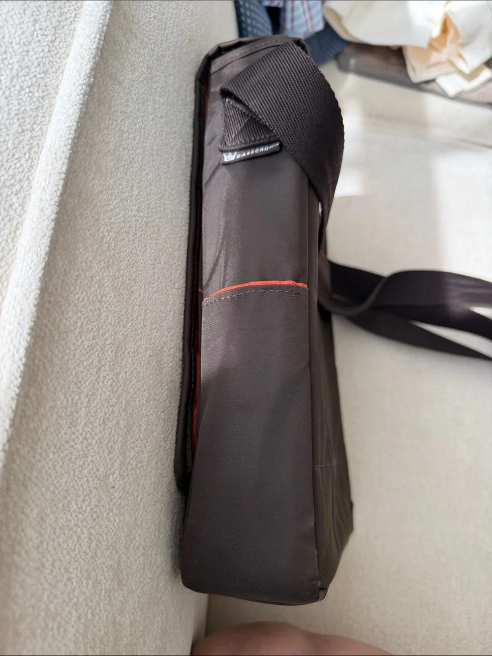 Brown Men's Messenger Bag with Crown Accent